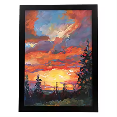 Nacnic Póster De Pintura Al Óleo De Una Puesta De Sol Al Estilo Fauvista - 1