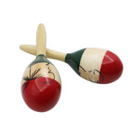 Paquete De 1 Par De Maracas De Madera Colorida Instrumentos De Percusión Para Fiesta Infantil Juguete De Agarre Para Bebés - details 0