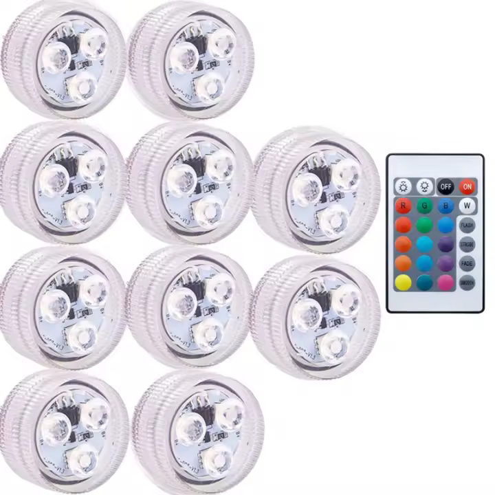 BIT Luz Submarina LED De 3 Colores RGB IP68 Impermeable Para Piscina Y Pila Vaso Accesorios De Jardín Luz Submersible Exterior 16 Colores - 1