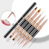 Set Profesional De Pinceles Para Uñas 5pcs Doble Finalizaci\u00f3n Para Líneas Largas Y Detallado De Uñas Línea Fina De Cobre - details 5