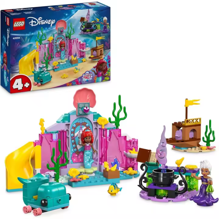 LEGO  Disney Princess Gruta de Cristal de Ariel Juguete de Construcción con Mini Muñecas de La Sirenita y Úrsula, Figura de Pez, Regalo para Niñas y Niños de 4 Años o Más, Juego de Princesas 43254 - 1