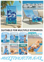 Toalla de playa de microfibra con diseño de delfín azul, ideal para natación, viajes, acampada y deportes. - details 1