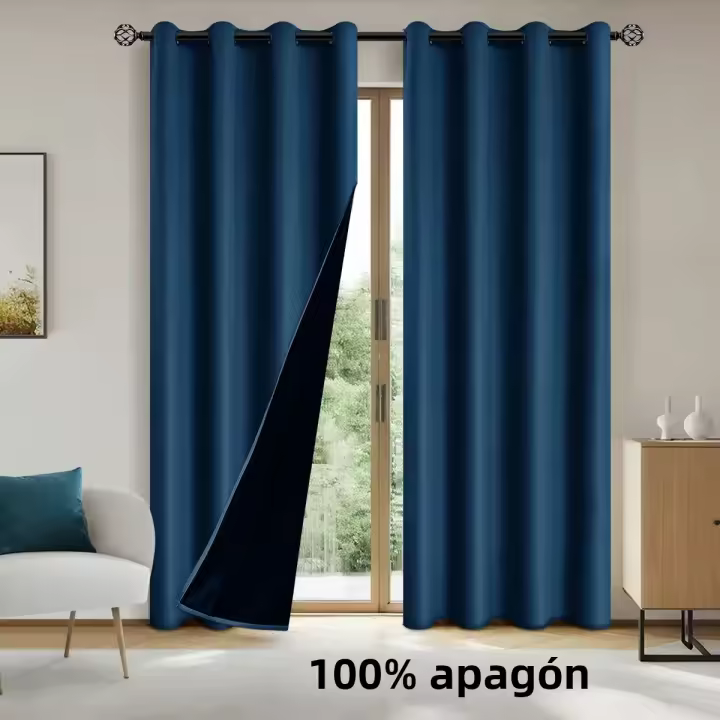 Cortinas De Blackout 100% Con Tope De Grommets Para Decoración De Hogar Sala De Estar Dormitorio Cocina Aislamiento De Luz Modernas - 1