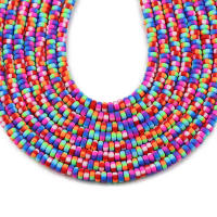 Alrededor De 110 Piezas De Cuentas Redondas Planas Y Coloridas De Arcilla Suave De 3.5x6.5mm Para La Creación De Joyas DIY Y Pulseras Hechas a Mano - details 1