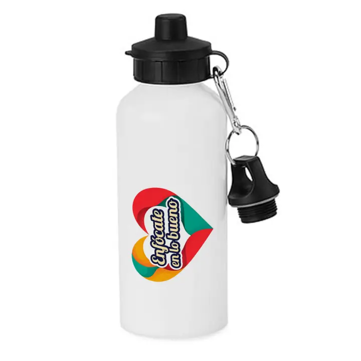 MERCHANDMANIA Bidón deportivo 600 ml acero inoxidable con chupón frase motivadora psicologia positiva positividad botella escolar deporte bicicleta - 1