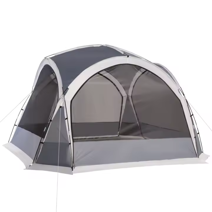 Outsunny Carpa Portátil para 6-8 Personas Carpa de Camping con 4 Mosquiteros Gancho y Bolsa de Transporte Anti-UV para Pescar Senderismo 350x350x230 cm Gris y Blanco - 1