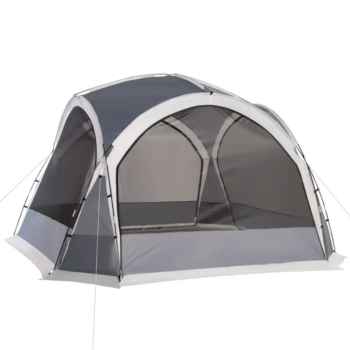 Outsunny Carpa Portátil para 6-8 Personas Carpa de Camping con 4 Mosquiteros Gancho y Bolsa de Transporte Anti-UV para Pescar Senderismo 350x350x230 cm Gris y Blanco - 1