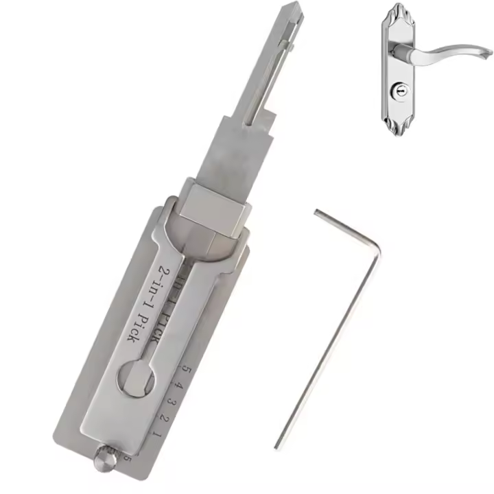 Decodificador de llaves de acero inoxidable 2 en 1, herramienta de selección de cerraduras, decodificador de reparación de precisión para reparación mantenimiento - 1