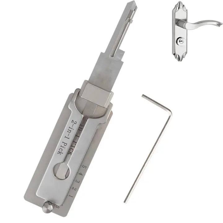 Decodificador de llaves de acero inoxidable 2 en 1, herramienta de selección de cerraduras, decodificador de reparación de precisión para reparación mantenimiento - 1