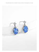 Zenyth-Pendientes Pequeños y frescos de Plata S925 with form de Lágrima del océano, with circonitas ovaladas de color Azul Claro, joyería versátil para las orejas de Nicho para Mujer. - details 7