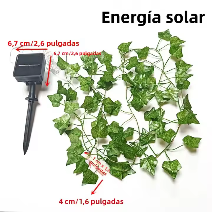 Luces De Cadena LED Solar Ivy Vine Con Hojas De Sandía Y Girasol Artificial Decoración De Jardín Al Aire Libre Para Navidad Y Año Nuevo - 1
