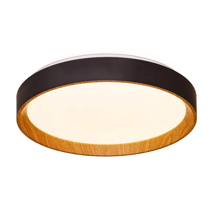 ALPINALUZ Plafón LED de Techo 30W Ø38cm - Luz CCT Seleccionable (3000K-4000K-6000K) - Diseño Efecto Madera "LUNADA" - 1