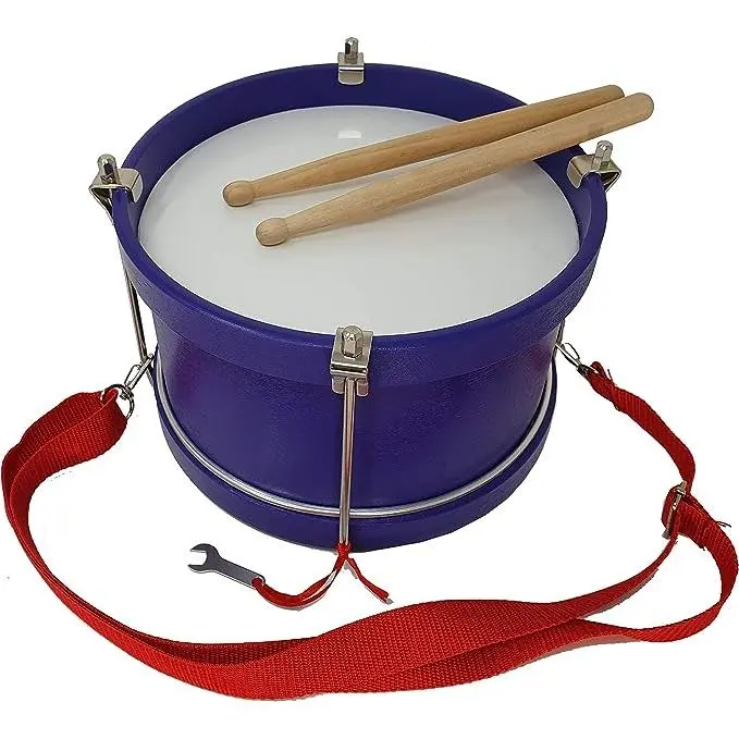 tambor INFANTIL de madera Rockstar Music TG103BL afinable infantil color azul con correa y baquetas - 1