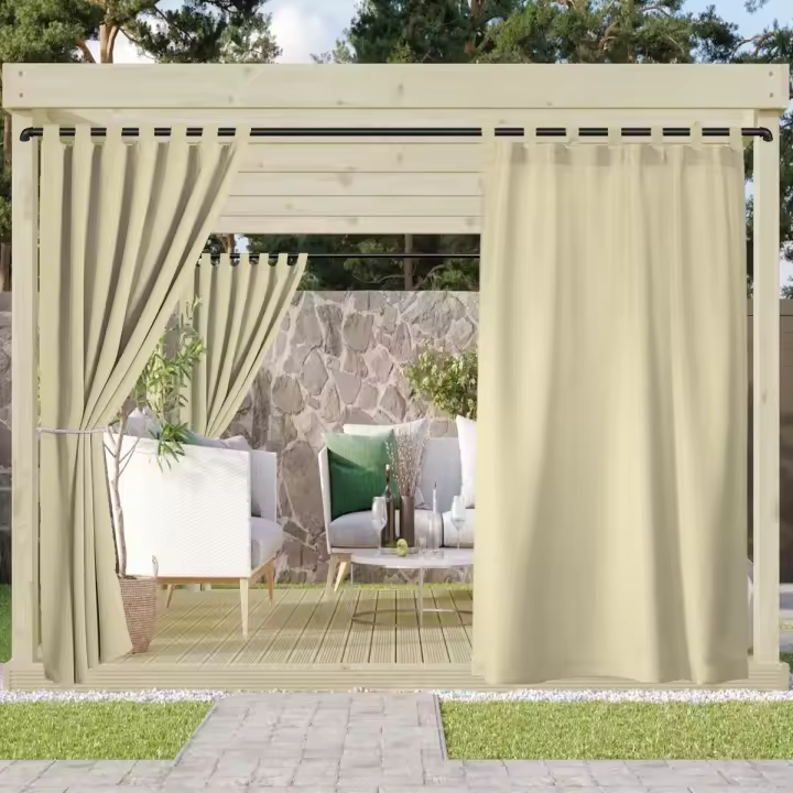 Cortina Exterior Impermeable Y Resistente Al Viento Para Terraza Protección Solar Y Privacidad Instalación En Techo Moderno 100% Poliéster - 1