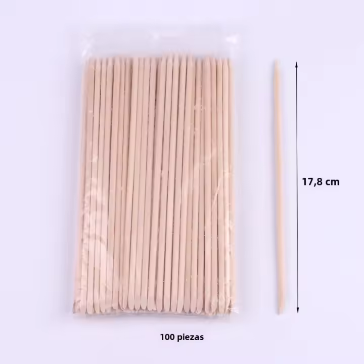 50/100pcs Palillos De Madera Para Cutícula Orange Doble Extremo Herramienta De Arte De Uñas Y Pelos De Pies Para Manicura Y Pedicura - 1