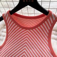 Vestido De Punto Sin Mangas Para Mujer YuooMuoo Primavera Verano Diseñador Rayas A-Line Midi Casual Sin Capucha Cierre Pullover - details 2