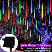 Luces De Lluvia De Meteoros Solares 50cm Luz De Cadena De Copos De Nieve Impermeable Para Jardín Boda Fiesta Navidad - details 0