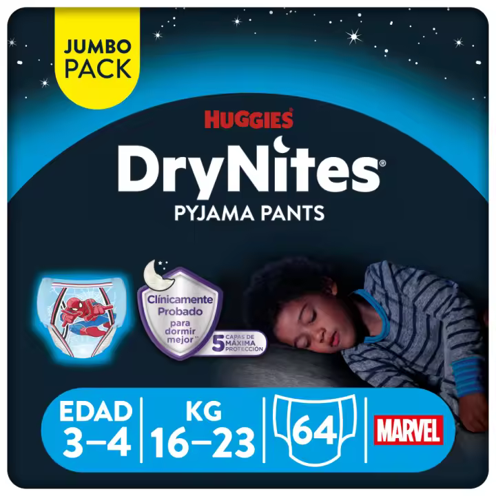 Huggies DryNites Pijama Pants Para Niño, Talla 3-4, 4-7, 8-13 - 1