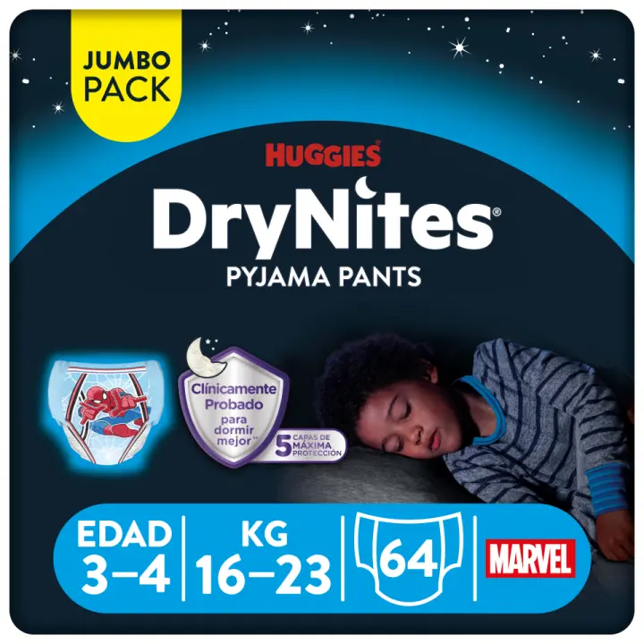 Huggies DryNites Pijama Pants Para Niño, Talla 3-4, 4-7, 8-13 - 1