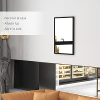 HOMCOM Espejo Rectangular Espejo de Baño 50x70 cm Espejo de Pared Decorativo para Salón Entrada Pasillo Horizontal o Vertical Negro - details 3