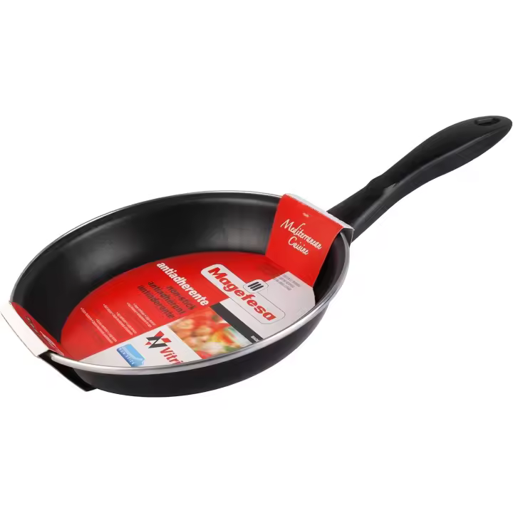 MAGEFESA Black - Sartén 30 cm de acero esmaltado, antiadherente bicapa reforzado, color negro exterior. Apta para todo tipo de cocinas, incluida inducción. 50% de ahorro energético. - 1