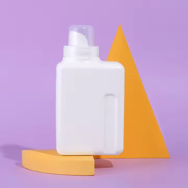 Botella De Detergente De Lavandería En Blanco 500ml Con Manija Vertical Grooved Vaciable Para Agua Jabón Detergente Líquido - 1