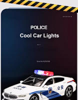 Coche De Policía M8 a Escala 1:32 Juguetes De Metal Diecast Con Función Retroceso Abre Puertas Regalo Para Niños Colección Vehículo Simulación 110 - details 10