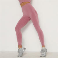 Leggings De Yoga Para Mujer Con Cintura Alta Elástica Y Sin Costuras Secado Rápido Pantalones De Gimnasio Slim Push up Para Correr Y Ejercitarse Color Sólido - details 16