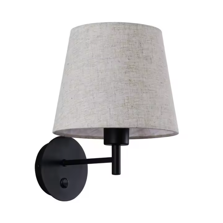 ALPINALUZ Aplique de Pared con Pantalla Textil e Interruptor "BONA"-E27 para Cabecera, Dormitorio, Hotel, Hostal - 1
