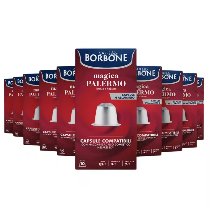 Café Borbone Magica Palermo Capsulas Compatibles con Nespresso - Pack 10 - 100 Cápsulas - Qumir - 1