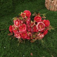 Flores Artificiales De Otoño Hydrangea Rosas Para Navidad Decoración De Habitaciones Vaso Mesa Fiesta Boda DIY Plantas Florales Falsas - details 6