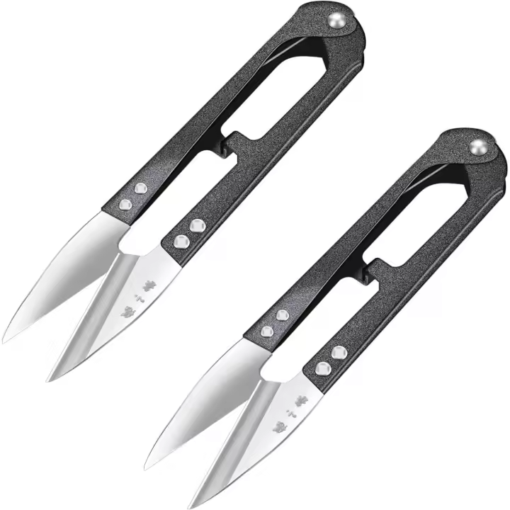 Qoosea 2PCS Tijeras de Hilo, Tijeras de Coser Metal en Forma de U, Mini Tijeras de Costura Punto de Cruz Sastres Tijeras Hilo Hilo Sastres Cortador para Puntadas y Suministros de Bricolaje (Negro) - 1