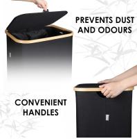 Cesta de lavandería de 140 litros con tapa COLOR BEIGE, cesta de lavandería extra grande con 3 forros extraíbles (3 compartimentos), soporta hasta una semana de ropa para la familia, 22 x 15 x 26 - details 4