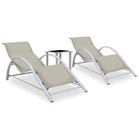vidaXL Tumbonas con mesita 2 unidades aluminio Sillas de Exterior Ideal para jardín, playa, piscina, terraza Tumbona Piscina Tumbonas Playa Tumbonas Jardín Exterior - details 1