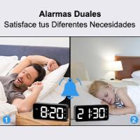 Despertador Digital LED Timits con Doble Alarma y 8 Tonos - Reloj Despertador con Volumen y Brillo Ajustables - Reloj Digital Sobremesa con Snooze - Alimentación por Cable USB (Nero) - details 4