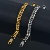 Pulsera De Cadena Cubana Punk Para Hombre Y Mujer 21cm Color Oro Y Plata Acero Inoxidable 9mm Cadena De Mano Regalo De Joyería - details 4