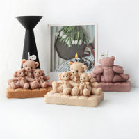Molde De Velas De Silicona 3D Oso Teddy DIY Familiar Sentado Sobresaliente Dibujos Animados Para Hacer Sabanas Y Cera - details 1