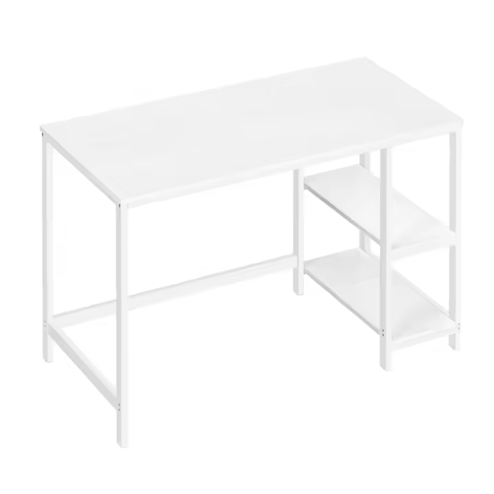Escritorio moderno con estructura de acero blanco, mesa de ordenador versátil con 2 estantes ajustables para oficina y dormitorio - 1