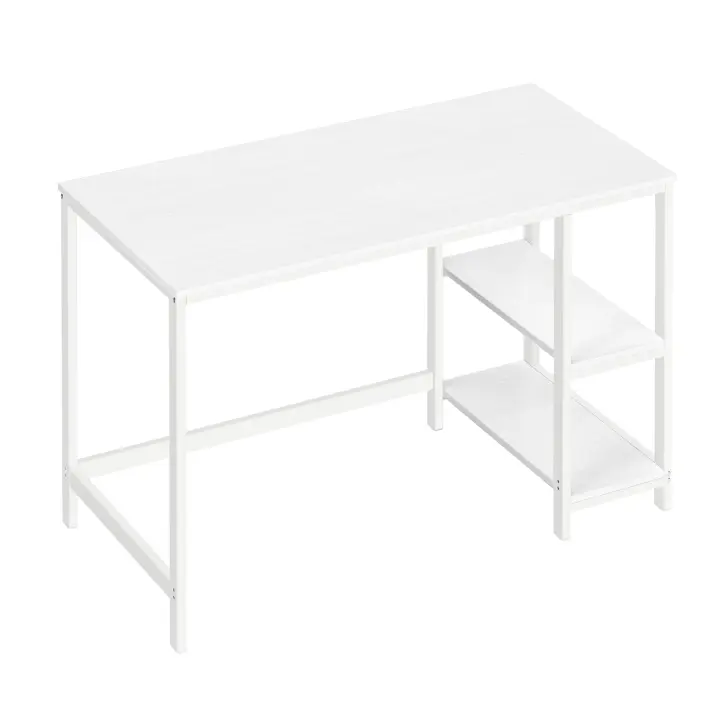 Escritorio moderno con estructura de acero blanco, mesa de ordenador versátil con 2 estantes ajustables para oficina y dormitorio - 1
