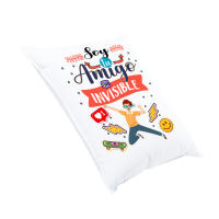 Cojín personalizado Antiestrés: “Soy tu amigo invisible" con relleno de micro perlas de silicona - 20×20 cm aprox. - REGALO AMIGO INVISIBLE - para regalar en Navidad con frase y dibujo - impreso por las dos caras - details 1