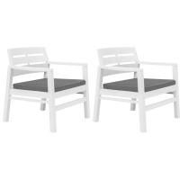vidaXL Juego de muebles de jardín 3 piezas plástico blanco - details 1