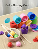Juguete Montessori De Madera Juego De Colores Y Alineación Con Bolas Arcoíris En Copas Educación Temprana Para Niños De Preescolar Edad 3+ - details 0