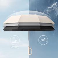 Paraguas Automático De Alta Gama Con Mango De Cierre Vinilo Protección Contra Lluvia Y Sol Tela De Nylon 190T Plegable a Tres Secciones - details 5
