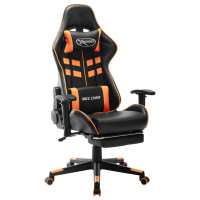 vidaXL Silla de gaming con reposapiés cuero sintético en color Negro y verde/Negro y rojo/Negro y naranja y más | cómodas modernas ergonómicas para comedor cocina salón hogar - details 2