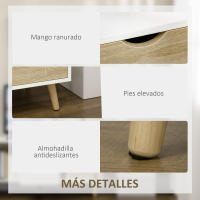 HOMCOM Mueble de TV con Cajón 2 Puertas y Compartimiento Mesa para TV para Televisores de hasta 50 Pulgadas Aparador de Salón para Dormitorio 110x40x50 cm Blanco y Natural - details 4