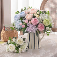 1 Rama De Flores Artificiales Peonía Para Decoración Silken Rosa Falsa De Plástico Centro De Mesa Para El Hogar Flores Falsas Para Bodas - details 3