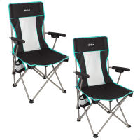 Aktive - Pack 2 sillas de camping deluxe, respaldo de rejilla transpirable, estructura de acero, posavasos lateral, ligeras y resistentes, con bolsa de transporte - details 0
