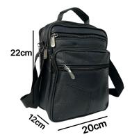 MEJORADA Bolso de hombro de cuero genuino para hombre, bandolera Vertical de piel auténtica multibolsillo para hombre - details 1