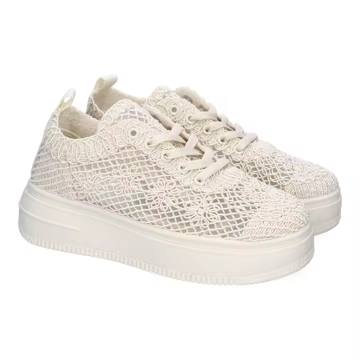 PuntoSalao Deportivas diseño encaje para mujer color beige SL77-25 - 1