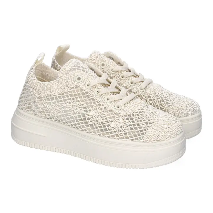 PuntoSalao Deportivas diseño encaje para mujer color beige SL77-25 - 1